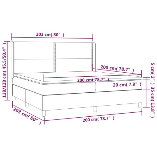 Box spring postelja z vzmetnico LED črna 200x200 cm žamet