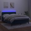 Box spring postelja z vzmetnico LED temno modra 140x200cm žamet
