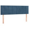 Box spring postelja z vzmetnico LED temno modra 140x200cm žamet