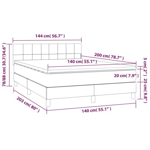 Box spring postelja z vzmetnico LED temno modra 140x200cm žamet