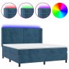 Box spring postelja z vzmetnico LED temno modra 160x200cm žamet