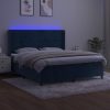 Box spring postelja z vzmetnico LED temno modra 160x200cm žamet