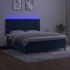 Box spring postelja z vzmetnico LED temno modra 160x200cm žamet