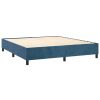 Box spring postelja z vzmetnico LED temno modra 160x200cm žamet