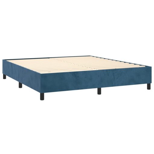 Box spring postelja z vzmetnico LED temno modra 160x200cm žamet