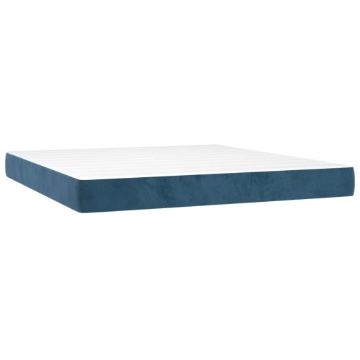 Box spring postelja z vzmetnico LED temno modra 160x200cm žamet