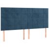 Box spring postelja z vzmetnico LED temno modra 160x200cm žamet