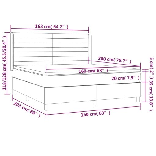 Box spring postelja z vzmetnico LED temno modra 160x200cm žamet