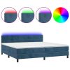 Box spring postelja z vzmetnico LED temno modra 200x200cm žamet