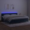 Box spring postelja z vzmetnico LED temno modra 200x200cm žamet