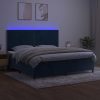 Box spring postelja z vzmetnico LED temno modra 200x200cm žamet