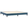 Box spring postelja z vzmetnico LED temno modra 200x200cm žamet