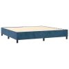 Box spring postelja z vzmetnico LED temno modra 200x200cm žamet