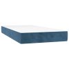 Box spring postelja z vzmetnico LED temno modra 200x200cm žamet