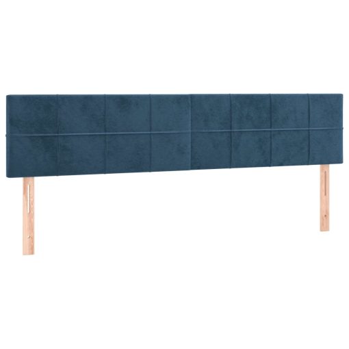 Box spring postelja z vzmetnico LED temno modra 200x200cm žamet