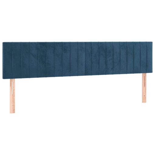 Box spring postelja z vzmetnico LED temno modra 200x200cm žamet