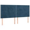 Box spring postelja z vzmetnico LED temno modra 200x200cm žamet