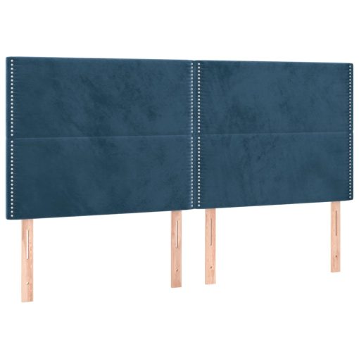 Box spring postelja z vzmetnico LED temno modra 200x200cm žamet