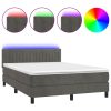 Box spring postelja z vzmetnico LED temno siva 140x200 cm žamet