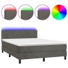 Box spring postelja z vzmetnico LED temno siva 140x200 cm žamet