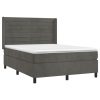 Box spring postelja z vzmetnico LED temno siva 140x200 cm žamet