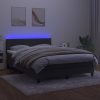 Box spring postelja z vzmetnico LED temno siva 140x200 cm žamet