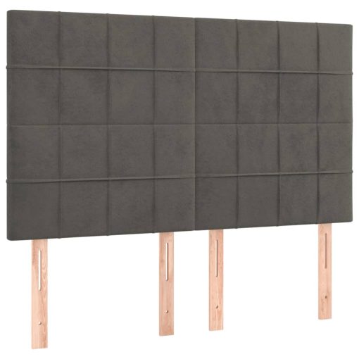 Box spring postelja z vzmetnico LED temno siva 140x200 cm žamet