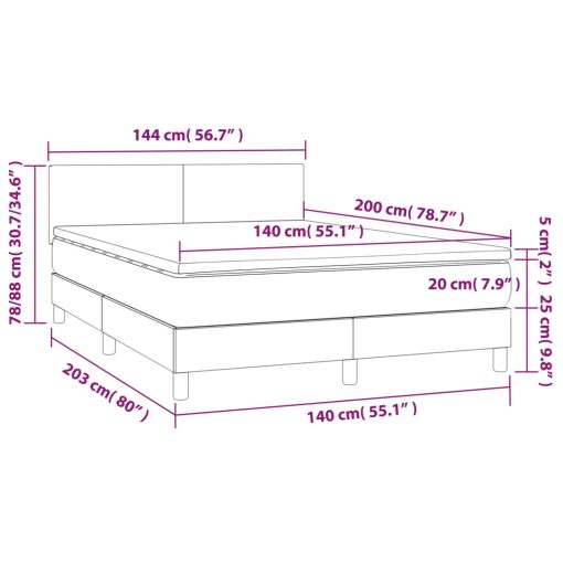 Box spring postelja z vzmetnico LED temno siva 140x200 cm žamet