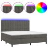 Box spring postelja z vzmetnico LED temno siva 200x200 cm žamet