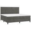 Box spring postelja z vzmetnico LED temno siva 200x200 cm žamet