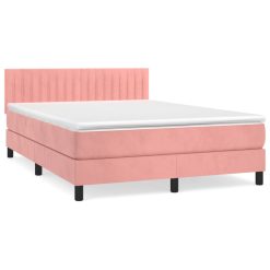 Box spring postelja z vzmetnico roza 140x200 cm žamet