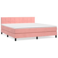 Box spring postelja z vzmetnico roza 160x200 cm žamet