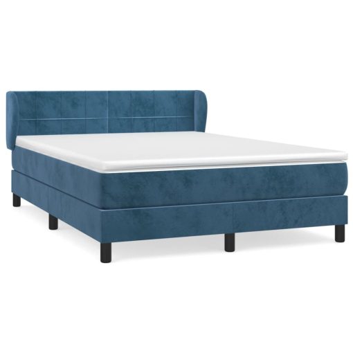 Box spring postelja z vzmetnico temno modra 140x200 cm žamet