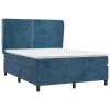 Box spring postelja z vzmetnico temno modra 140x200 cm žamet