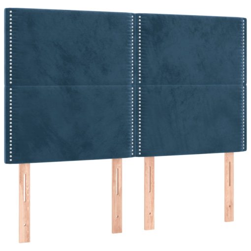 Box spring postelja z vzmetnico temno modra 140x200 cm žamet