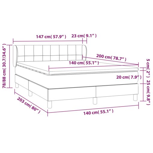 Box spring postelja z vzmetnico temno modra 140x200 cm žamet