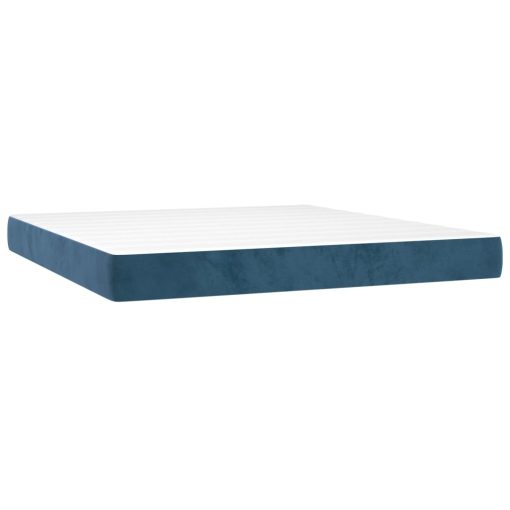 Box spring postelja z vzmetnico temno modra 160x200 cm žamet