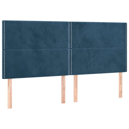 Box spring postelja z vzmetnico temno modra 160x200 cm žamet