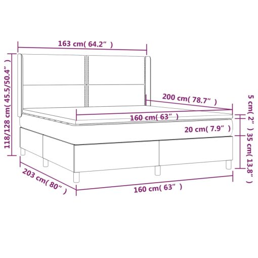 Box spring postelja z vzmetnico temno modra 160x200 cm žamet