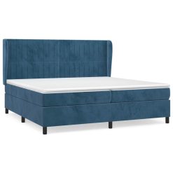 Box spring postelja z vzmetnico temno modra 200x200 cm žamet