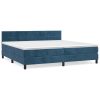 Box spring postelja z vzmetnico temno modra 200x200 cm žamet
