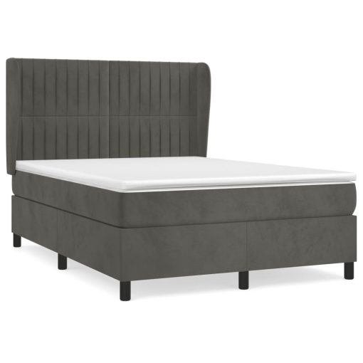 Box spring postelja z vzmetnico temno siva 140x200 cm žamet