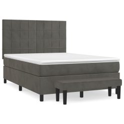 Box spring postelja z vzmetnico temno siva 140x200 cm žamet