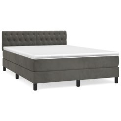 Box spring postelja z vzmetnico temno siva 140x200 cm žamet