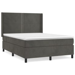 Box spring postelja z vzmetnico temno siva 140x200 cm žamet