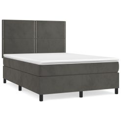 Box spring postelja z vzmetnico temno siva 140x200 cm žamet