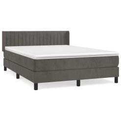 Box spring postelja z vzmetnico temno siva 140x200 cm žamet