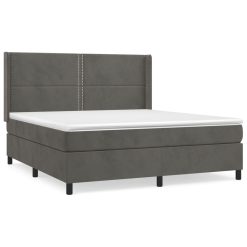 Box spring postelja z vzmetnico temno siva 160x200 cm žamet