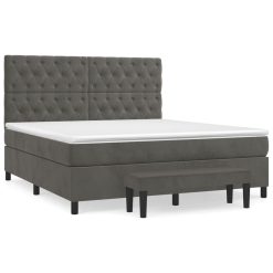 Box spring postelja z vzmetnico temno siva 160x200 cm žamet