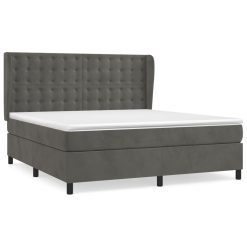 Box spring postelja z vzmetnico temno siva 160x200 cm žamet